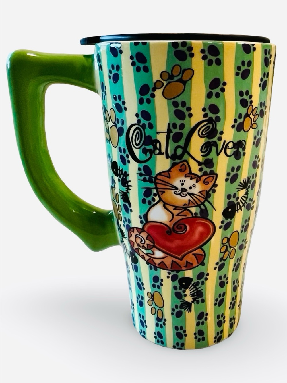 Spoontiques Whimsical "Cat Lover" Ceramic Travel Mug